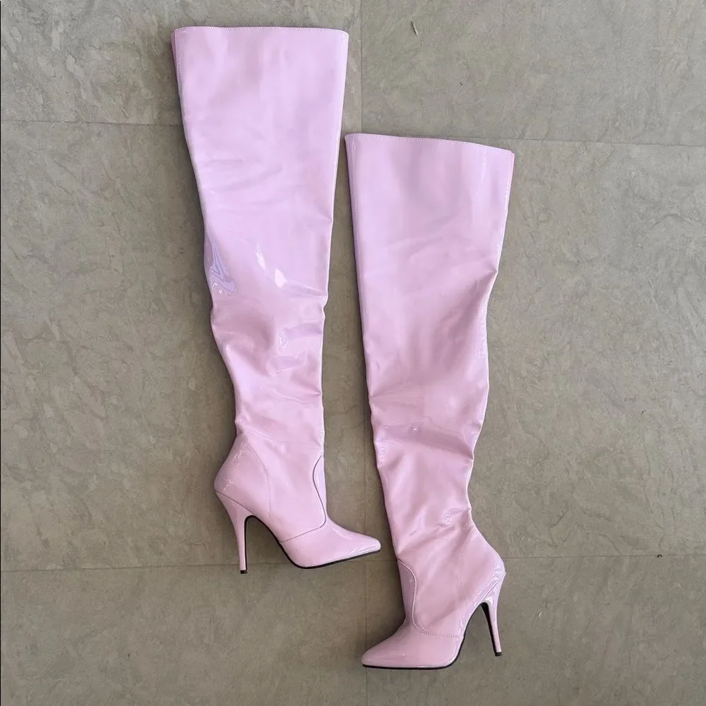 Pleaser Light Pink Over-the-Knee Boots